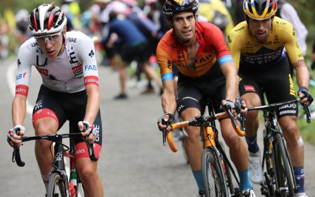 Pogacar, Landa y Roglic, durante el Tour de 2020.