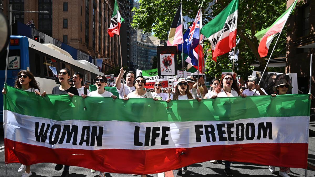 Una manifestación en defensa de la libertad y los derechos de las mujeres iraníes.