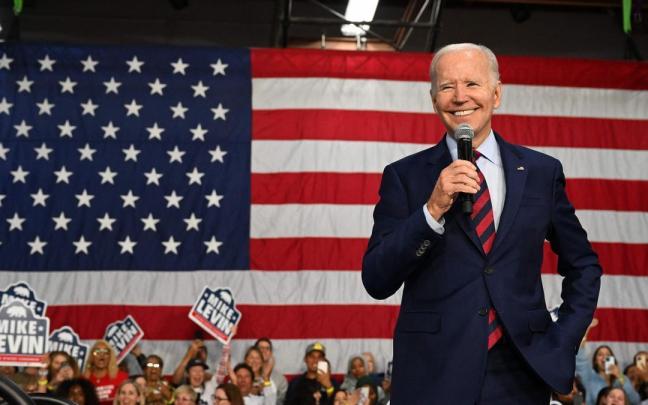 Joe Biden durante un acto de campaña en Oceanside, California.