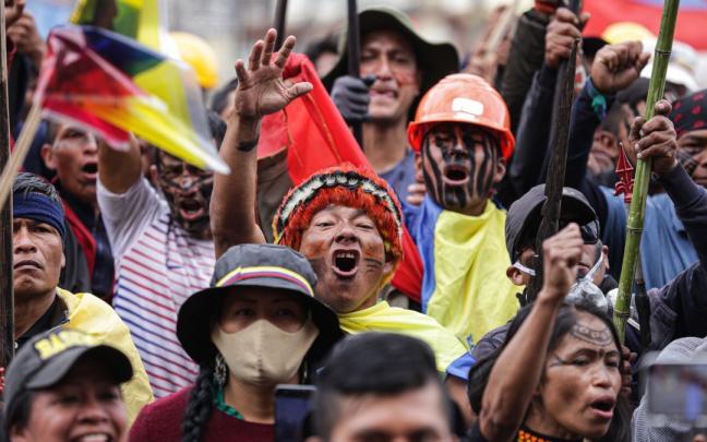 Protestas ind&iacute;genas en Ecuador.