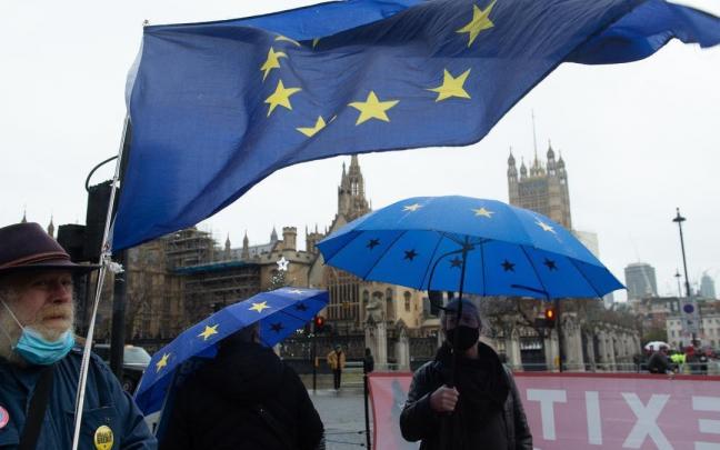 Movilización a favor de la UE ante el Parlamento de Londres. Movilización a favor de la UE ante el Parlamento de Londres.