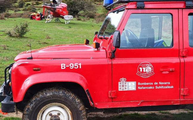 Traslado del herido en Irati en helic&oacute;ptero