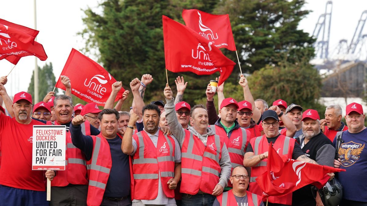 Huelga en el puerto de Felixstowe.