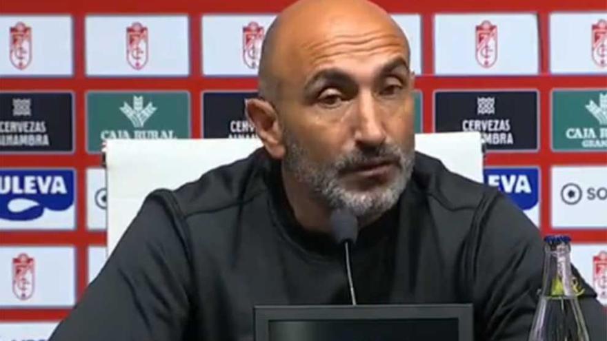 Abelardo en la rueda de prensa tras el partido ante el Granada.