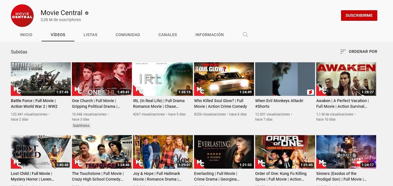 En el canal Movie Central las películas abarcan desde parodias hasta copias malas de grandes éxitos.