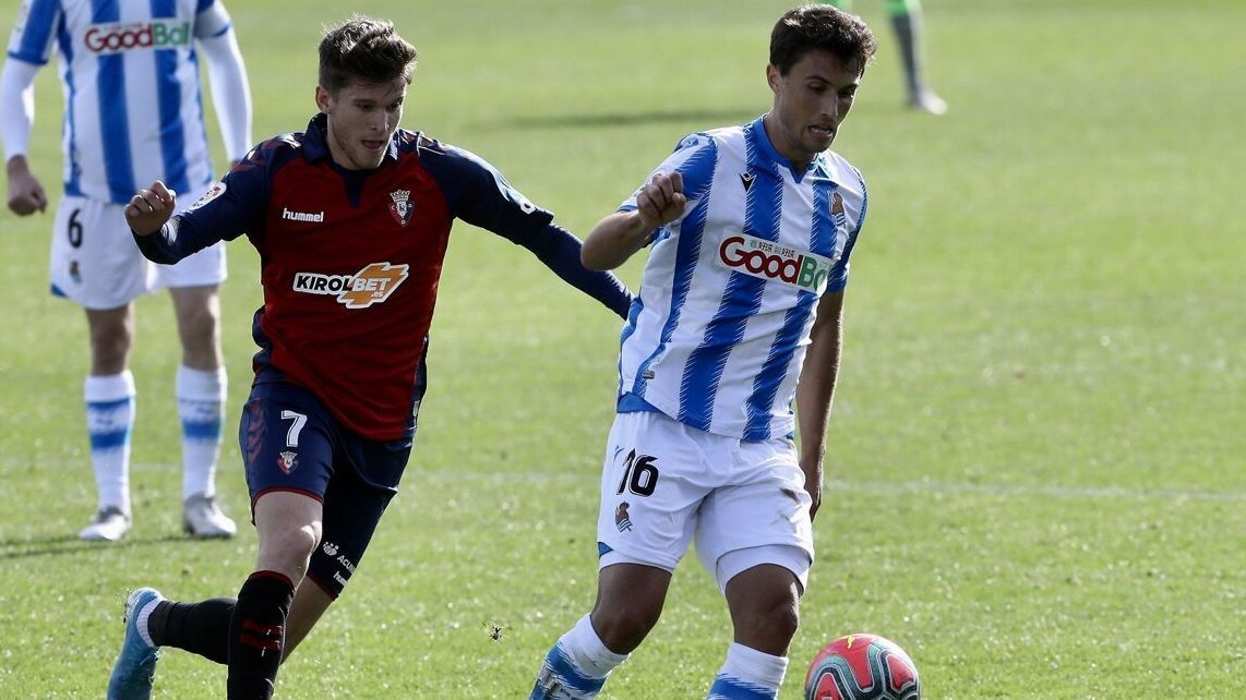 Guevara y Marc Cardona, durante un amistoso en Zubieta en la temporada 2019-20.
