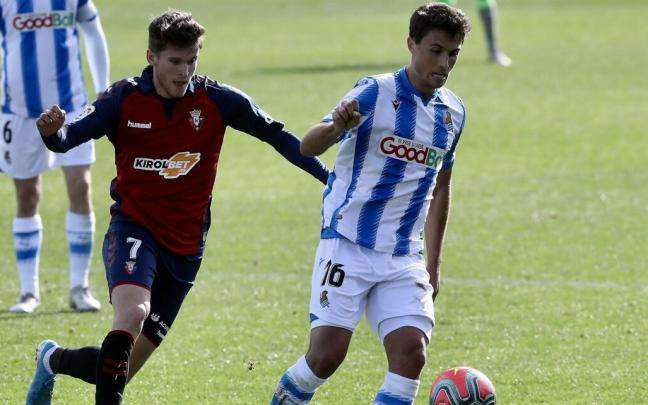 Guevara y Marc Cardona, durante un amistoso en Zubieta en la temporada 2019-20.