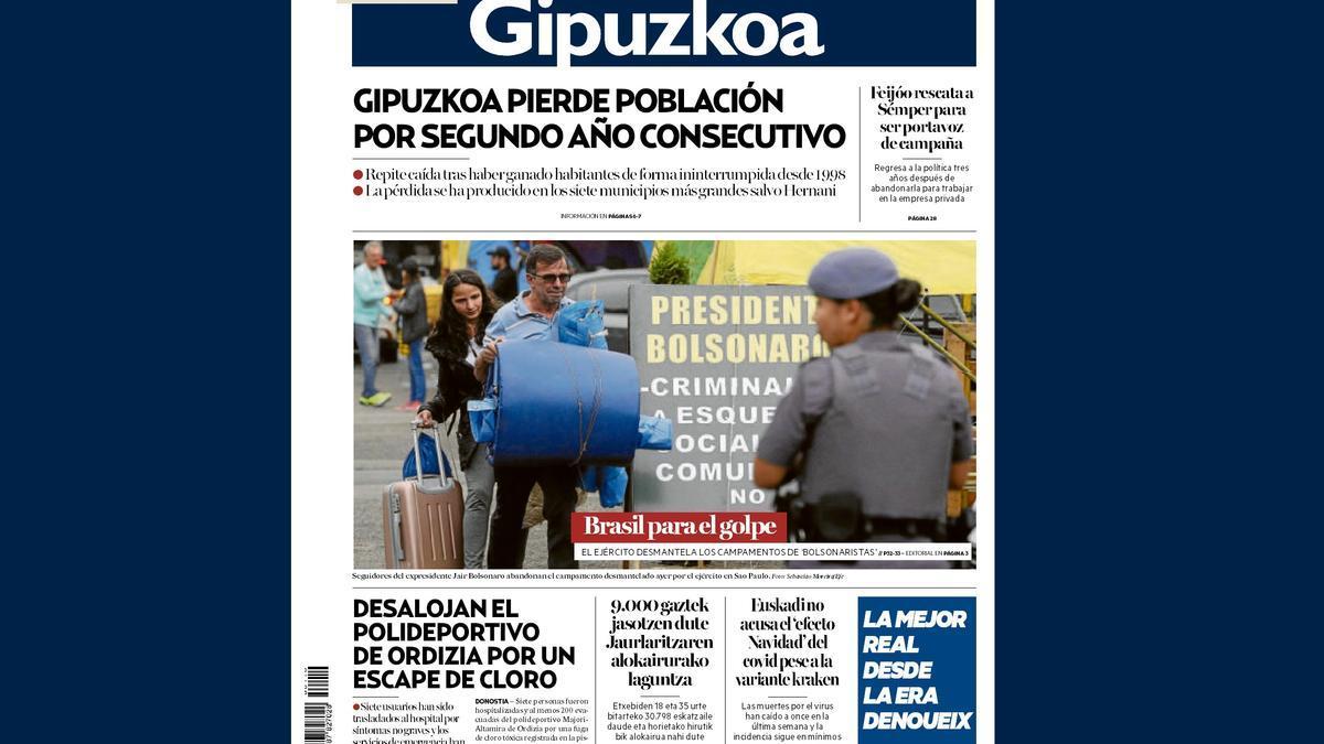 Portada de NOTICIAS DE GIPUZKOA del 10 de enero de 2023