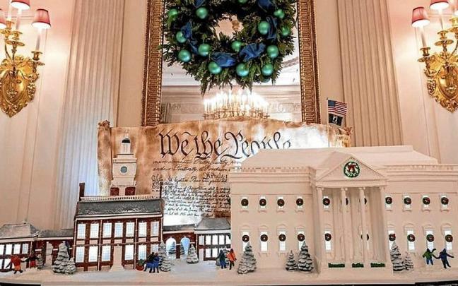 La réplica en jengibre, chocolate y glaseado de la Casa Blanca. La réplica en jengibre, chocolate y glaseado de la Casa Blanca.