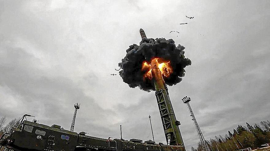 Simulacro de ataque llevado ayer a cabo por las fuerzas rusas de disuasión nuclear.