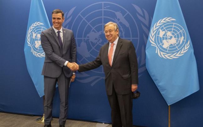 Pedro Sánchez antes de su encuentro con el secretario general de Naciones Unidas, Antonio Guterres. Pedro Sánchez antes de su encuentro con el secretario general de Naciones Unidas, Antonio Guterres.
