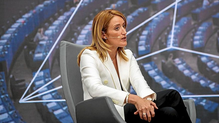 La presidenta del Parlamento Europeo, Roberta Metsola, ayer en Lisboa. | FOTO: EFE