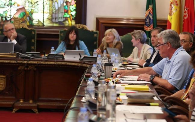 Imagen captada en el Pleno de ayer viernes en el Ayuntamiento de Pamplona.