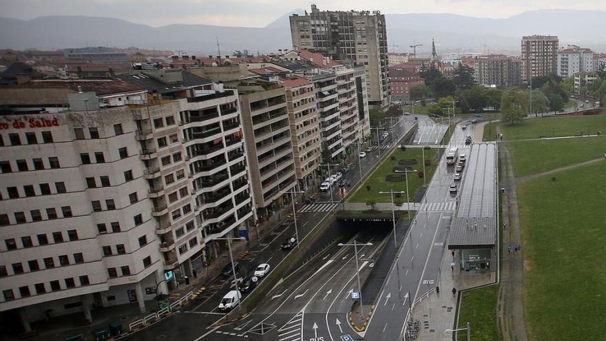 Vista aérea de la calle Yanguas y Miranda y la Vuelta del Castillo.