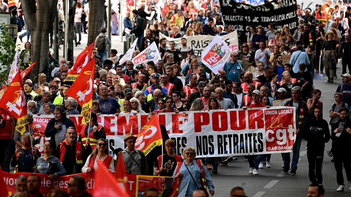 Manifestación en Francia para reclamar una subida de las pensiones.