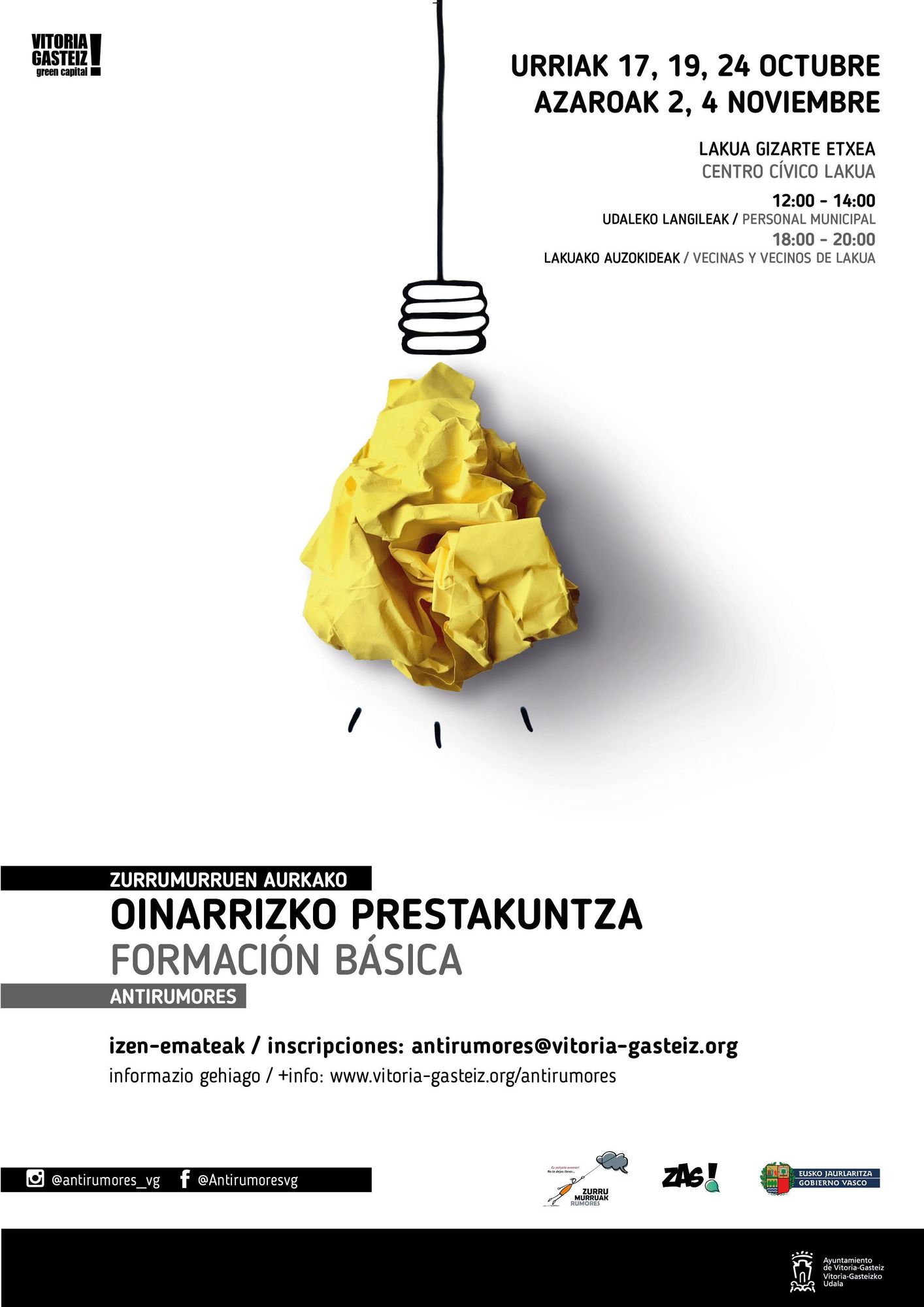 Cartel de la formación antirumores.