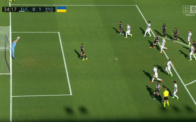 El penalti de Merino, una de las imágenes de la jornada.