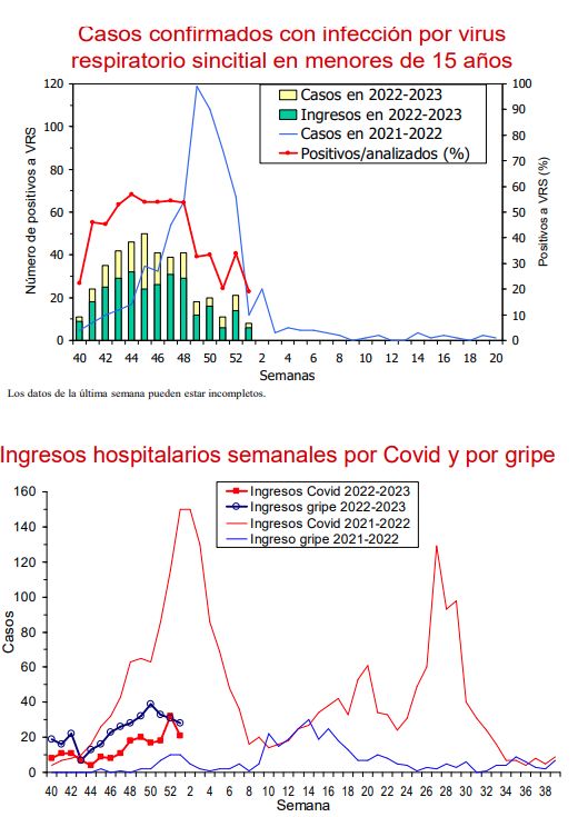 Datos de Salud sobre la circulación de virus respiratorios en Navarra.