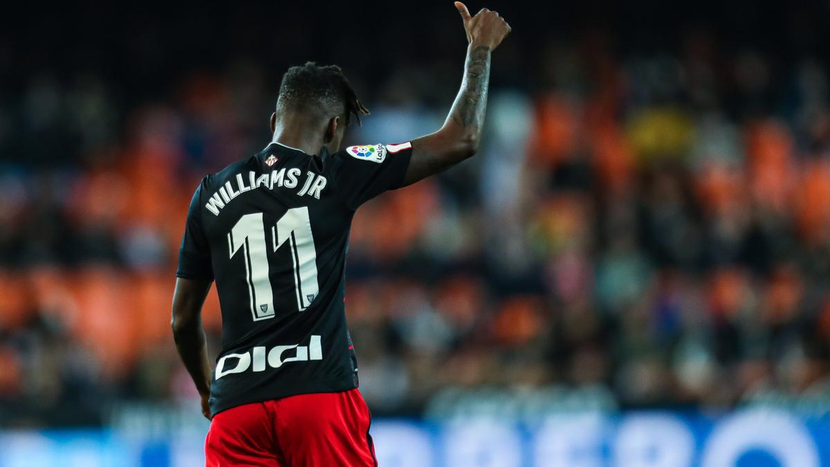 Nico Williams durante el partido ante el Valencia