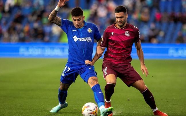 Olivera y Merino, durante el &uacute;ltimo Getafe-Real.