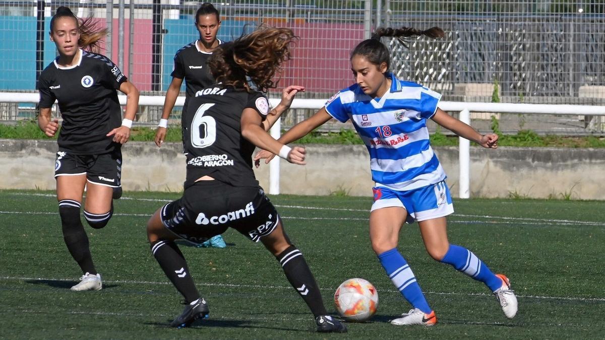 Imagen del encuentro entre el Bizkerre y el Zaragoza disputado en Bolue (2-1).