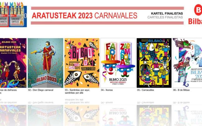 Seis carteles finalistas del concurso de Carnaval de Bilbao