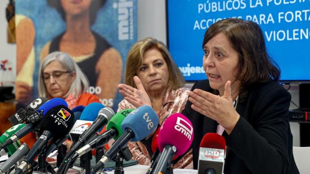 Angela Alemany, de la asociaci&oacute;n de mujeres juristas Themis, junto a la presidenta de la Fundaci&oacute;n Mujeres, Elena Valenciano (c), y la jurista Marisa Soleto