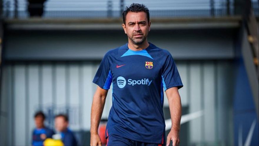 Xavi Hernández, durante un entrenamiento.