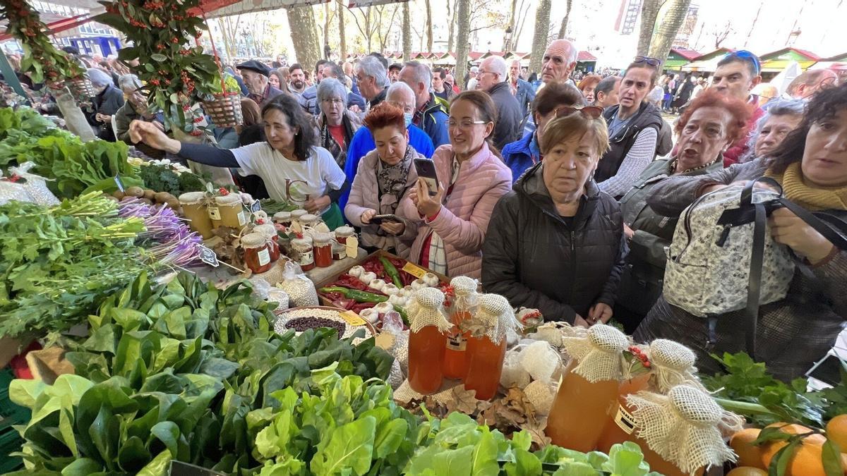 Los rebosantes puestos de frutas, hortalizas, mieles y productos diversos del campo atrajeron a una multitud que lo mismo compraban que los fotografiaban.