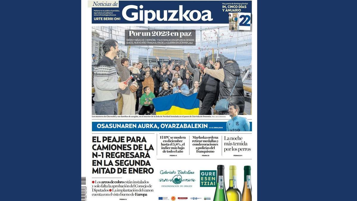 Portada de NOTICIAS DE GIPUZKOA del 31 diciembre de 2022