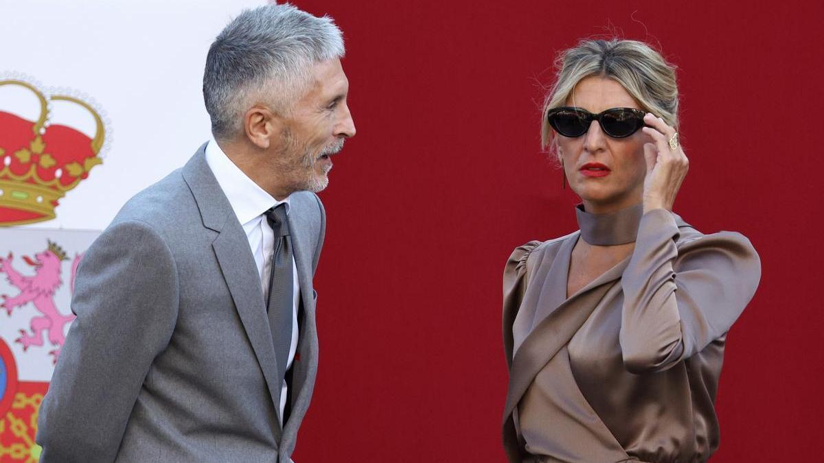La vicepresidenta segunda, Yolanda Díaz, junto al ministro de interior, Fernando Grande-Marlaska.