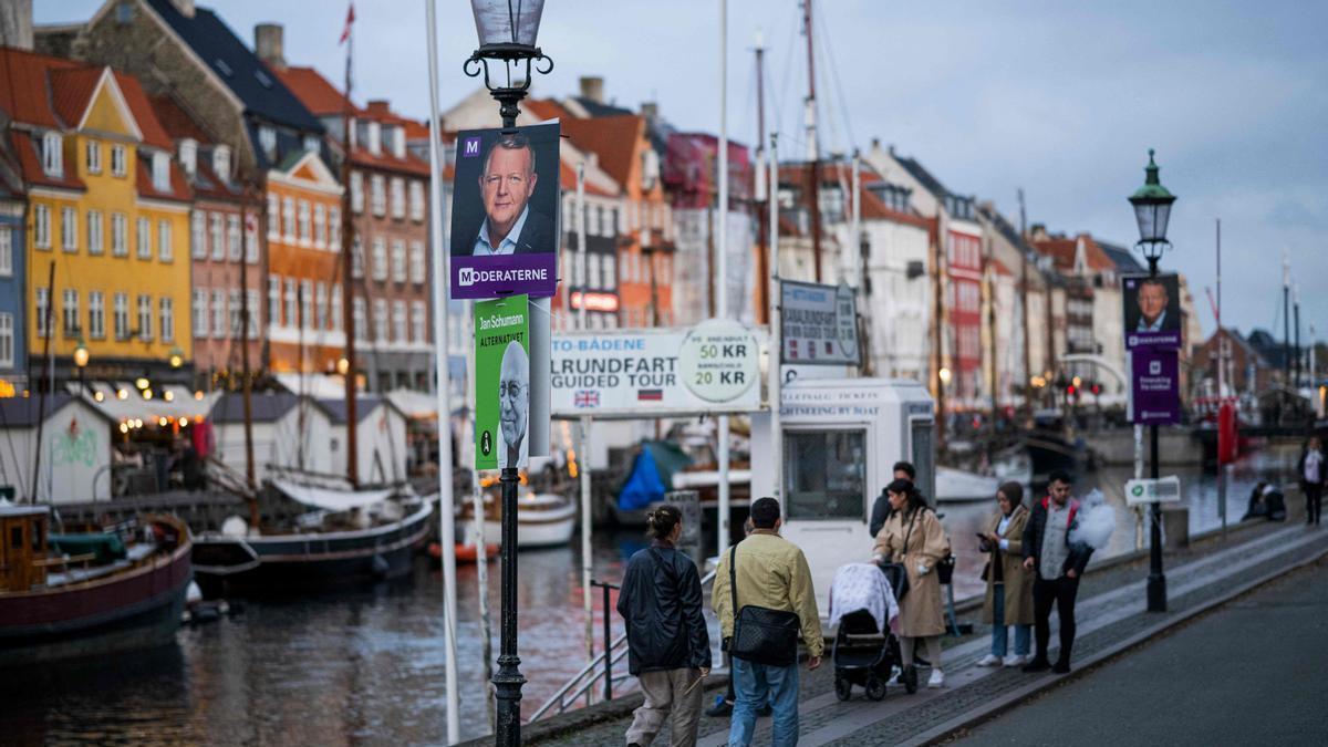 Propaganda electoral en el centro de Copenhague.