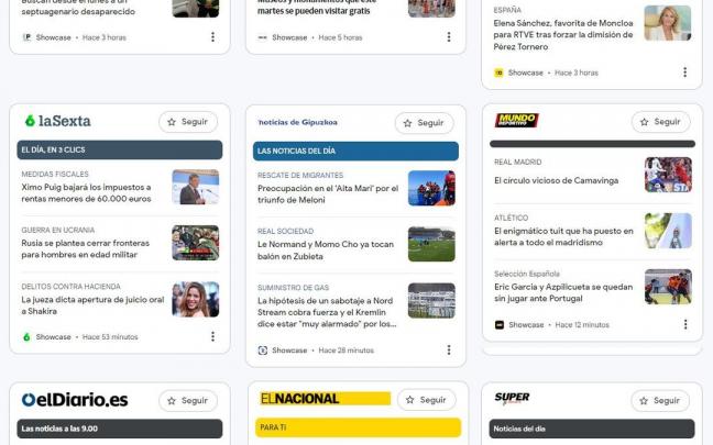 Paneles en los que se ofrecerá la información personalizada a través de la nueva herramienta de Google News Showcase Paneles en los que se ofrecerá la información personalizada a través de la nueva herramienta de Google News Showcase