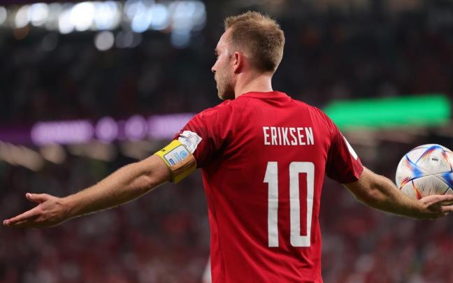 Eriksen durante el partido contra Túnez Eriksen durante el partido contra Túnez