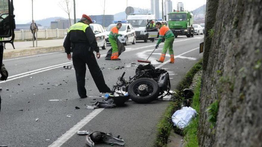 Imagen de un accidente de moto registrado en Euskadi.