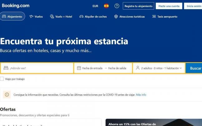 Página web de Booking. Página web de Booking.