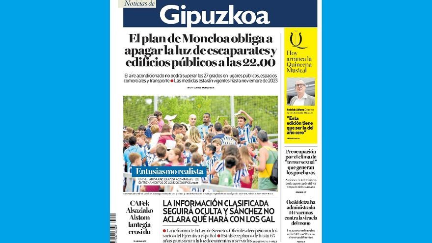 Portada de NOTICIAS DE GIPUZKOA de este martes, 2 de agosto