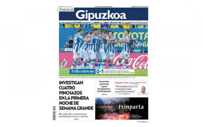 Portada NOTICIAS DE GIPUZKOA del 15 de agosto