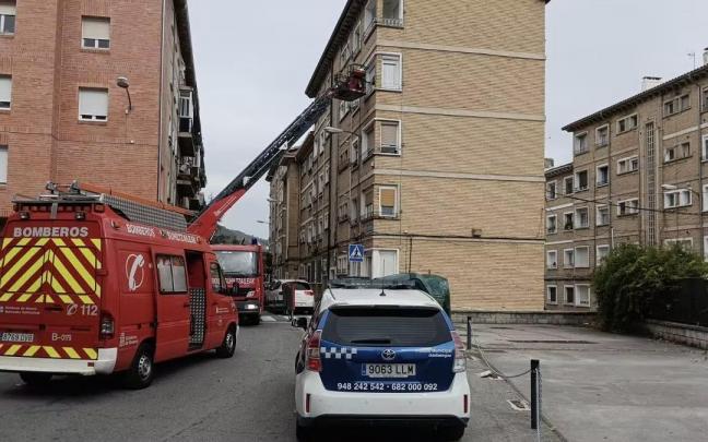 Momento de la intervención de los bomberos