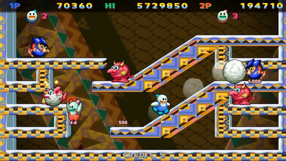 Imagen del videojuego 'Snow Bros. Nick & Tom Special'.