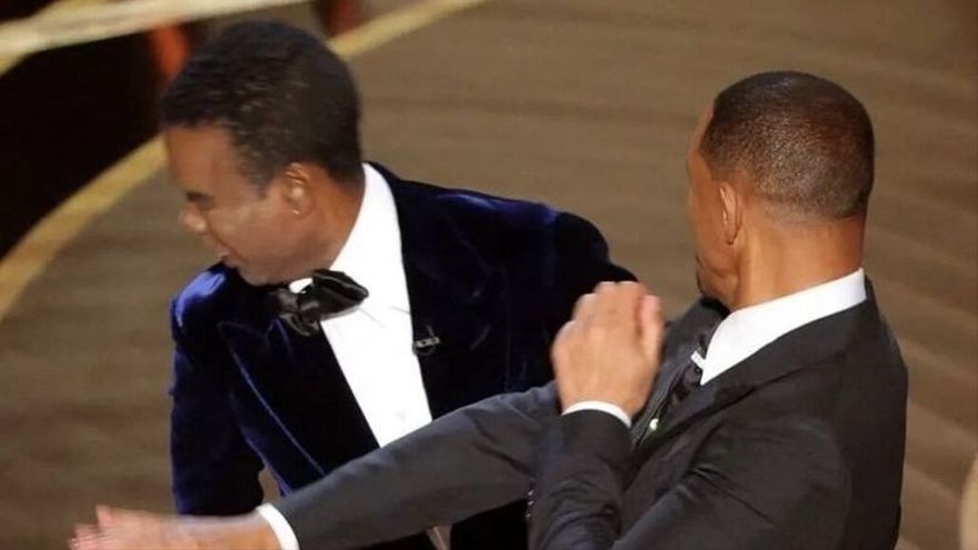 Momento de la agresión de Will Smith a Chris Rock.
