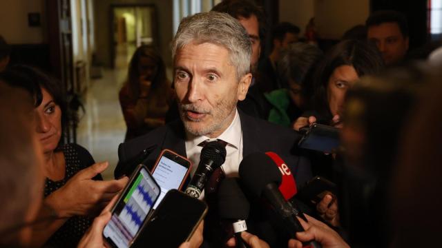 El ministro del Interior, a su llegada ayer al Congreso de los Diputados.