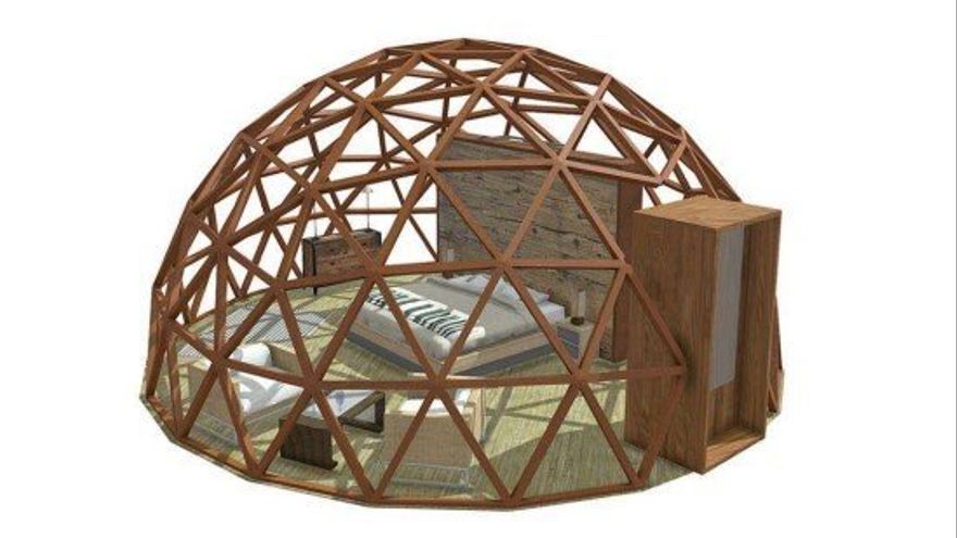 Modelo de habitación en forma de cúpula que se prevé instalar en el 'glamping'