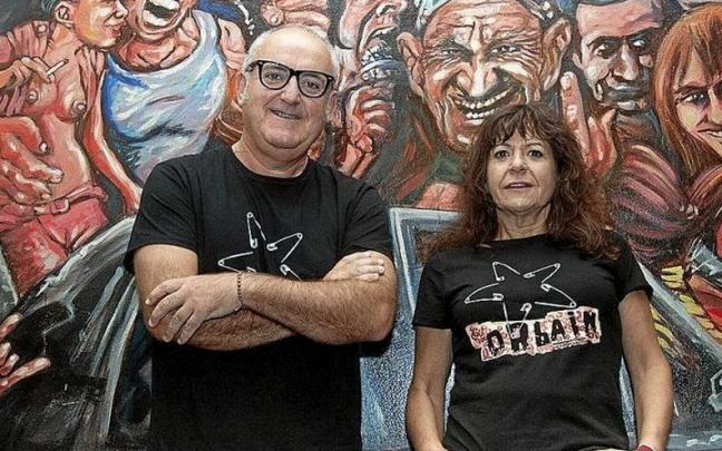 Martín Gil y Nerea Samaniego, integrantes de Orbain, en la presentación de los actos de aniversario.