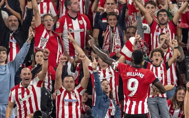 Iñaki Williams festeja el tanto que marcó el domingo en San Mamés en el encuentro entre el Athletic y el Villarreal.