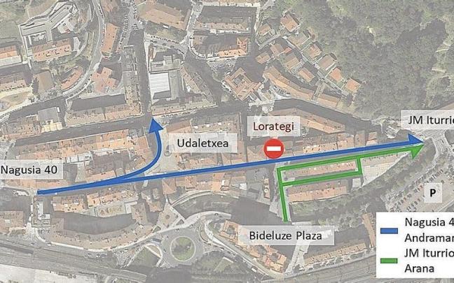 Plano en el que se plasman las modificaciones en el recorrido. | FOTO: AYUNTAMIENTO DE BEASAIN