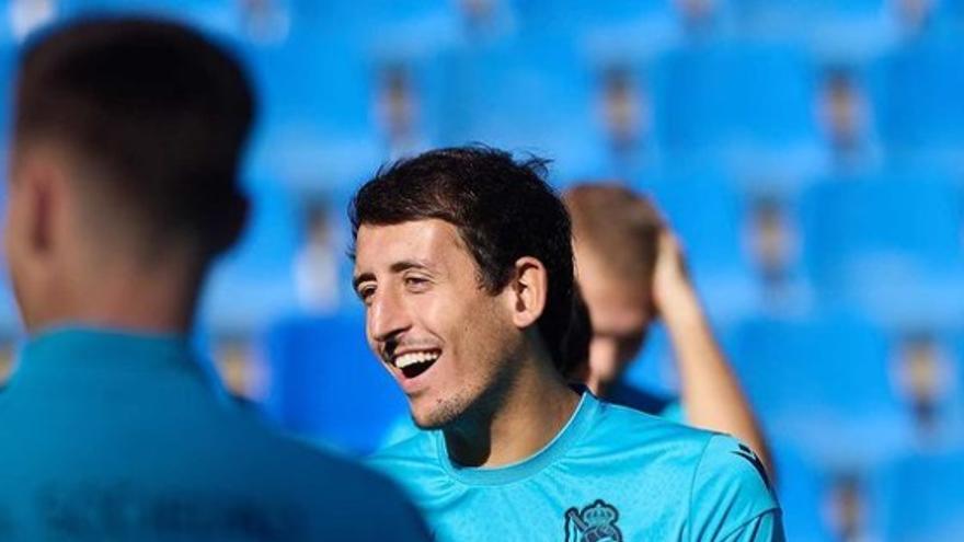 Mikel Oyarzabal se ha entrenado este martes junto a sus compañeros en Zubieta