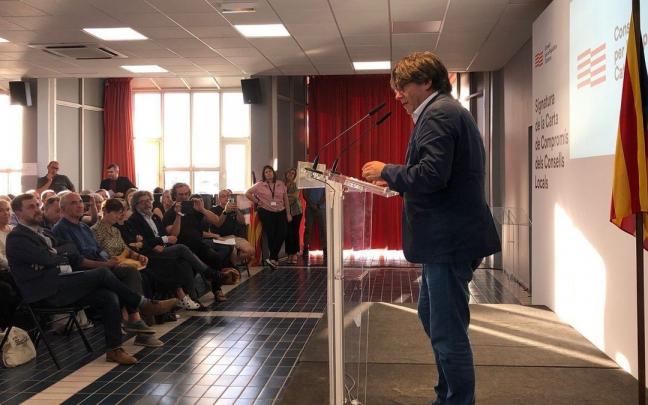 El expresidente de la Generalitat Carles Puigdemont durante una intervención del Consell El expresidente de la Generalitat Carles Puigdemont durante una intervención del Consell