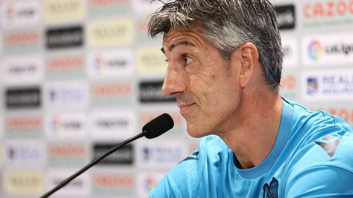 Imanol Alguacil, durante su rueda de prensa previa al partido de Vigo.