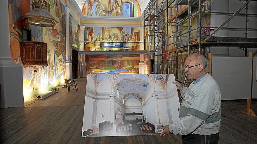 El artista en la iglesia de Antezana. | FOTO: ALEX LARRETXI